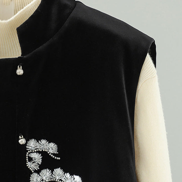 Gilet senza maniche da donna con ricamo di fiori bianchi Buddha Stones - image 3