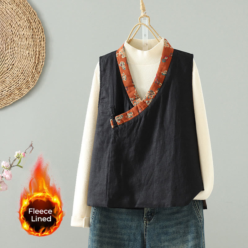 Gilet senza maniche da donna con scollo a V, motivo floreale Buddha Stones e bottoni a rana - Nero - US8-10, UK/AU12-14, EU40-42 (2XL) - image 14