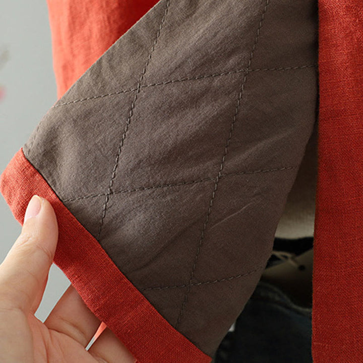 Gilet senza maniche da donna con scollo a V, motivo floreale Buddha Stones e bottoni a rana - image 7