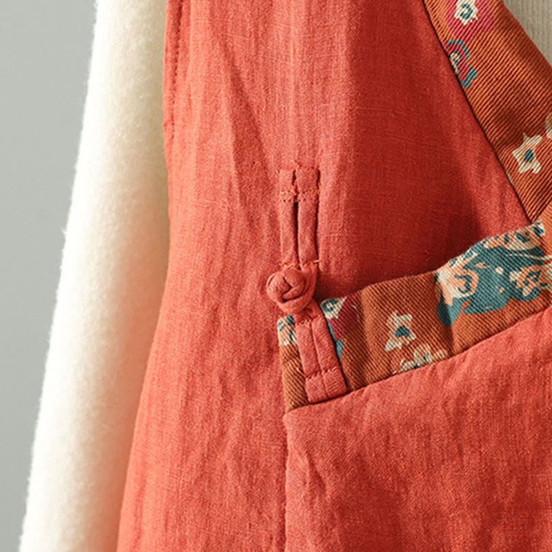 Gilet senza maniche da donna con scollo a V, motivo floreale Buddha Stones e bottoni a rana - image 9