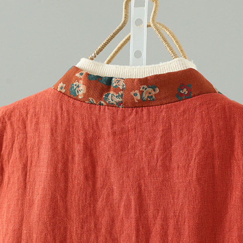 Gilet senza maniche da donna con scollo a V, motivo floreale Buddha Stones e bottoni a rana - image 4