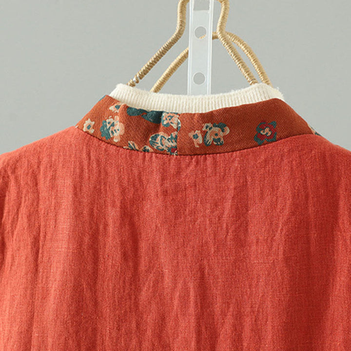 Gilet senza maniche da donna con scollo a V, motivo floreale Buddha Stones e bottoni a rana - image 4