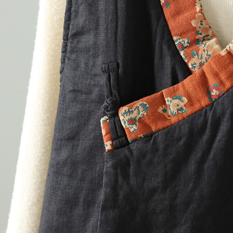 Gilet senza maniche da donna con scollo a V, motivo floreale Buddha Stones e bottoni a rana - image 16