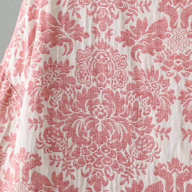 Giacca termica a maniche lunghe con tasche e motivo a fiori di peonia con bottoni a rana di Buddha Stones da donna - image 8