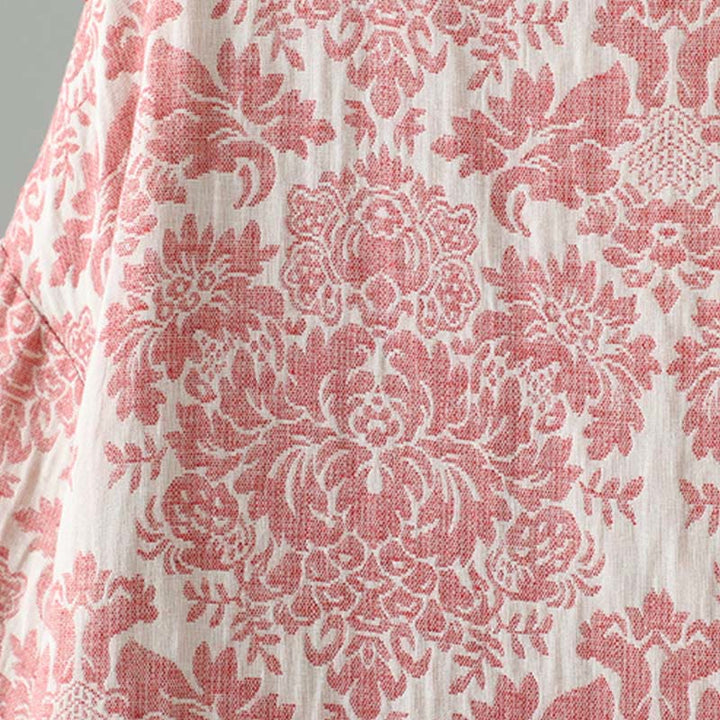 Giacca termica a maniche lunghe con tasche e motivo a fiori di peonia con bottoni a rana di Buddha Stones da donna - image 8