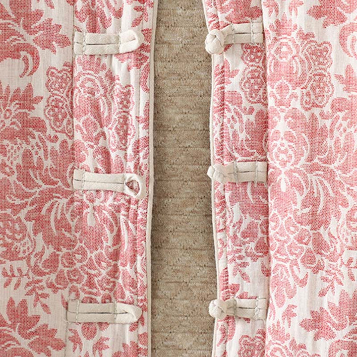 Giacca termica a maniche lunghe con tasche e motivo a fiori di peonia con bottoni a rana di Buddha Stones da donna - image 6