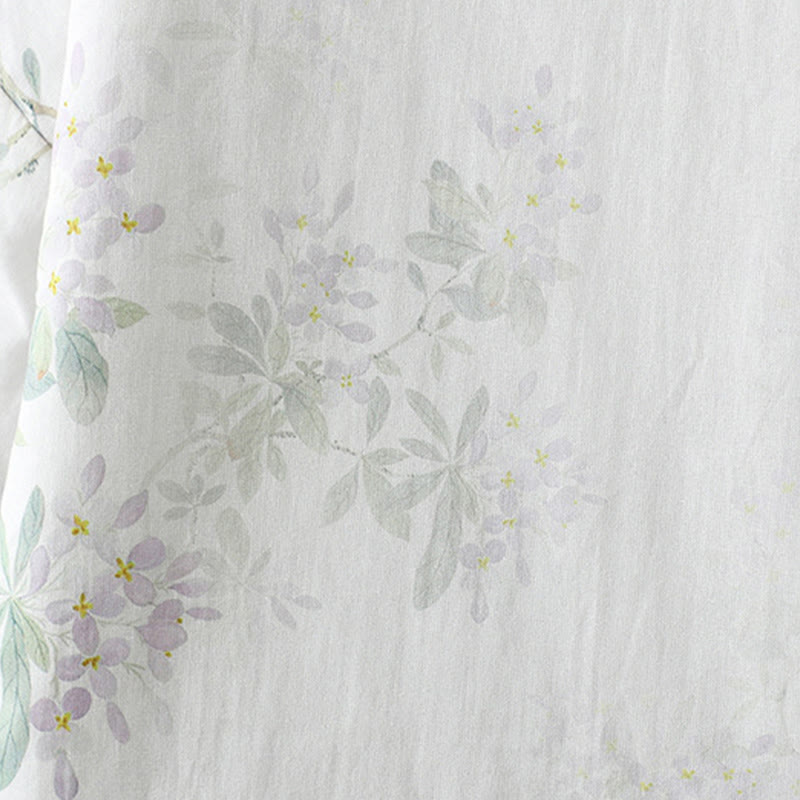 Giacca termica a maniche lunghe con bottoni a forma di rana e foglie di fiori viola da donna Buddha Stones - image 8