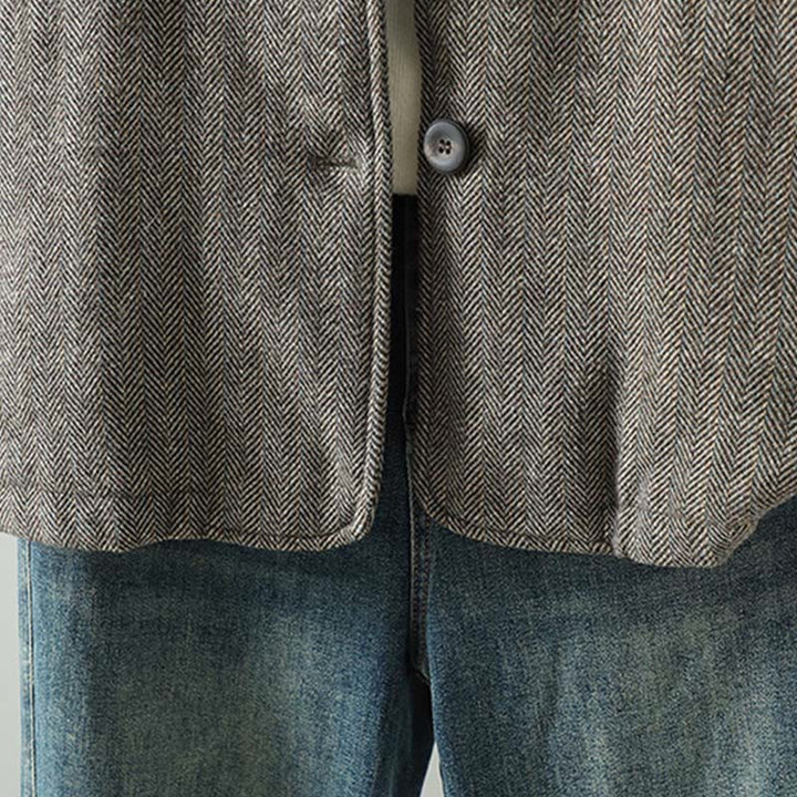 Giacca termica a maniche lunghe con tasche e bottoni marroni da donna Buddha Stones - image 8