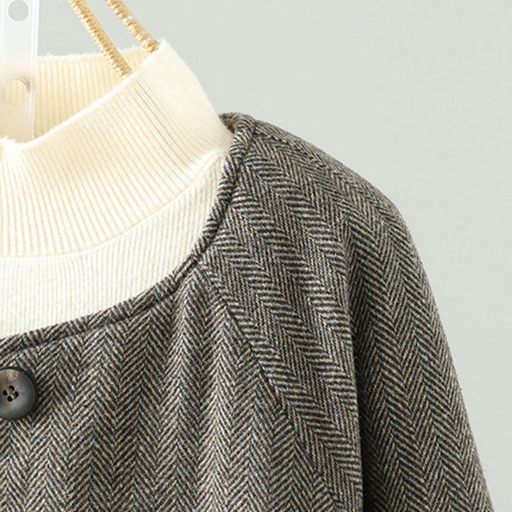 Giacca termica a maniche lunghe con tasche e bottoni marroni da donna Buddha Stones - image 3