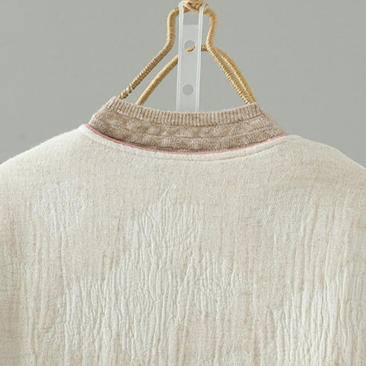 Giacca termica a maniche lunghe con bottoni a rana e tasche, beige, da donna , Buddha Stones - image 4