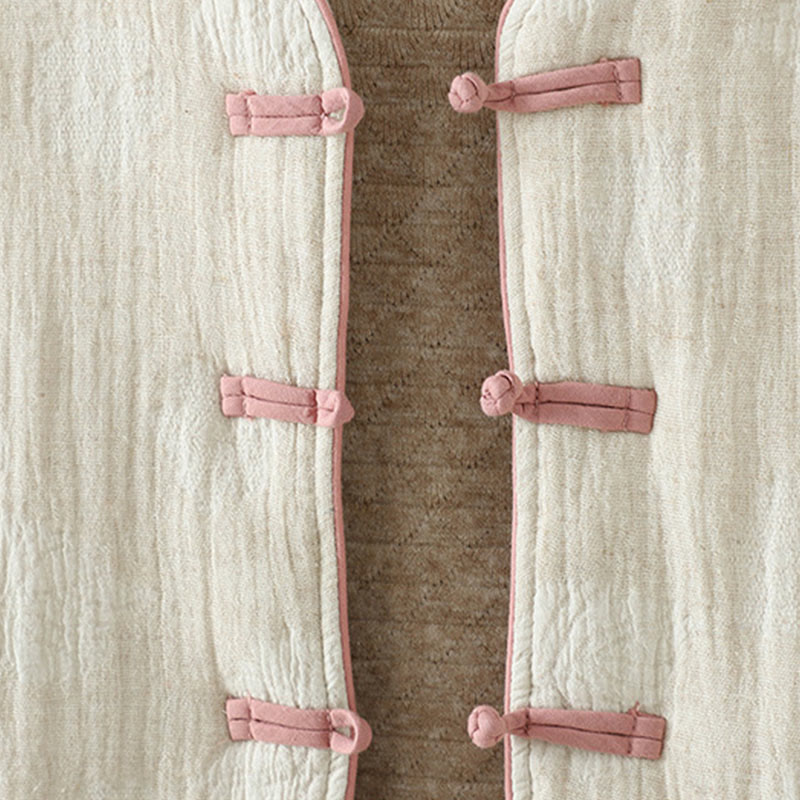 Giacca termica a maniche lunghe con bottoni a rana e tasche, beige, da donna , Buddha Stones - image 8