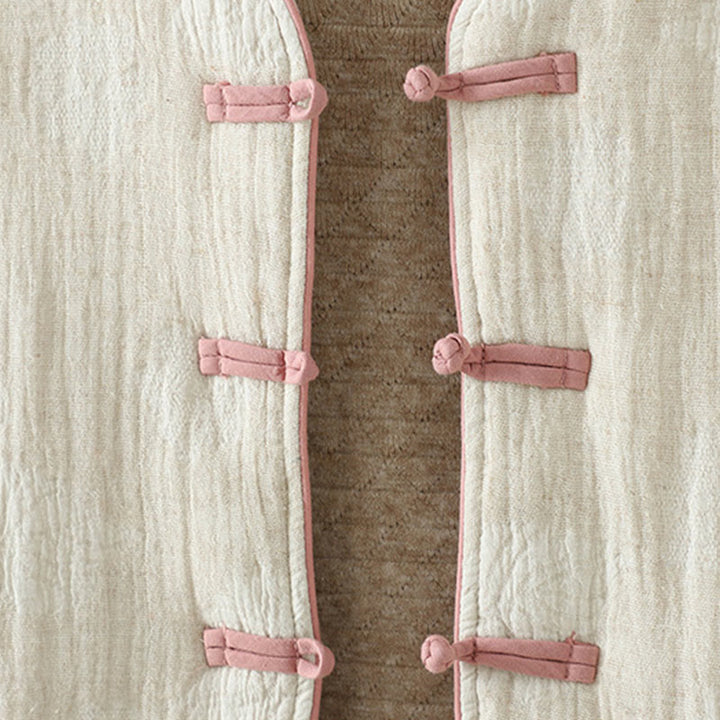 Giacca termica a maniche lunghe con bottoni a rana e tasche, beige, da donna , Buddha Stones - image 8