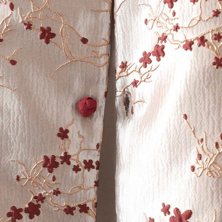 Giacca termica da donna a maniche lunghe con tasche, motivo: Buddha Stones, fiori rossi, bottoni a vite - image 5