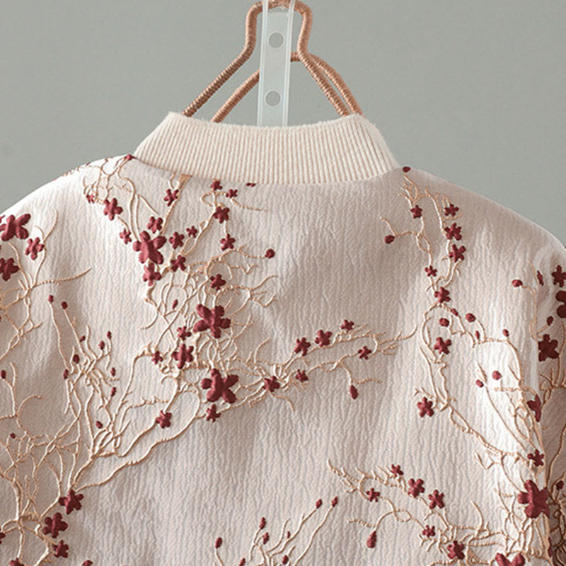 Giacca termica da donna a maniche lunghe con tasche, motivo: Buddha Stones, fiori rossi, bottoni a vite - image 3