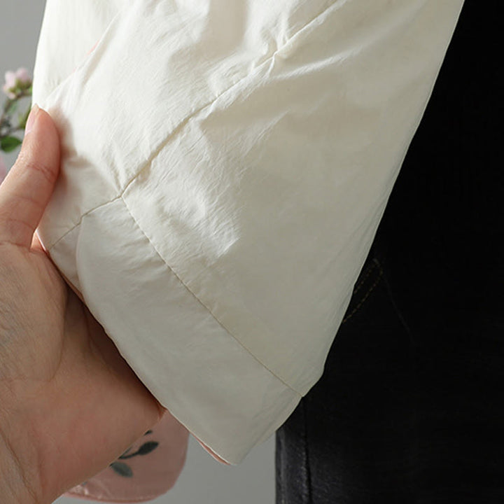 Giacca termica da donna a maniche lunghe con bottoni a rana, ricamo Buddha Stones Peach Blossom e tasche - image 21