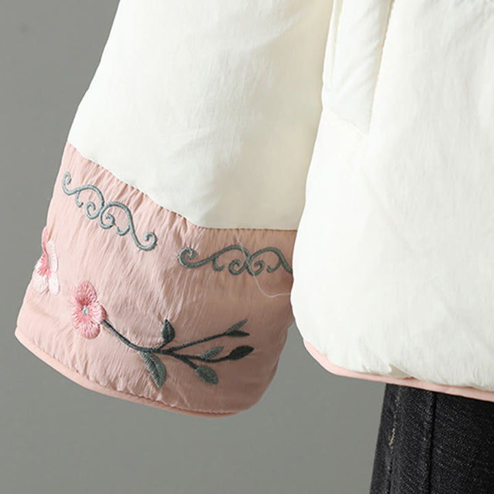 Giacca termica da donna a maniche lunghe con bottoni a rana, ricamo Buddha Stones Peach Blossom e tasche - image 20