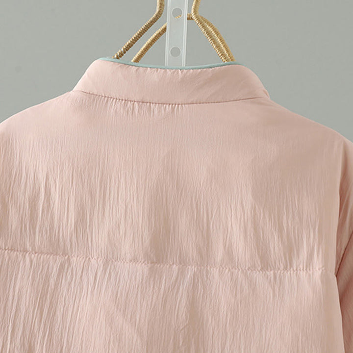 Giacca termica da donna a maniche lunghe con bottoni a rana, ricamo Buddha Stones Peach Blossom e tasche - image 4