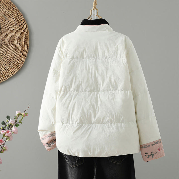 Giacca termica da donna a maniche lunghe con bottoni a rana, ricamo Buddha Stones Peach Blossom e tasche - image 16