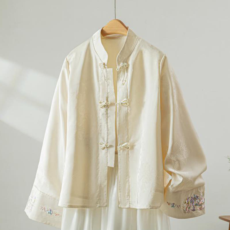 Giacca da donna a maniche lunghe con ricamo di fiori autunnali con rana e bottoni, motivo Buddha Stones - Biancheria - US8-10, UK/AU12-14, EU40-42 (2XL) - image 0