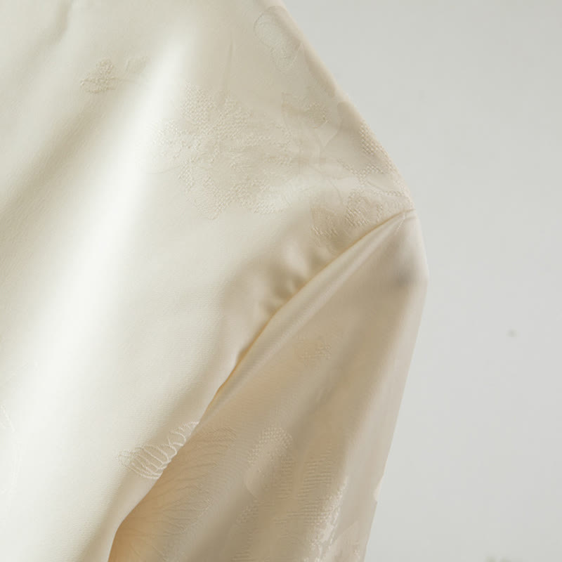 Giacca da donna a maniche lunghe con ricamo di fiori autunnali con rana e bottoni, motivo Buddha Stones - image 4