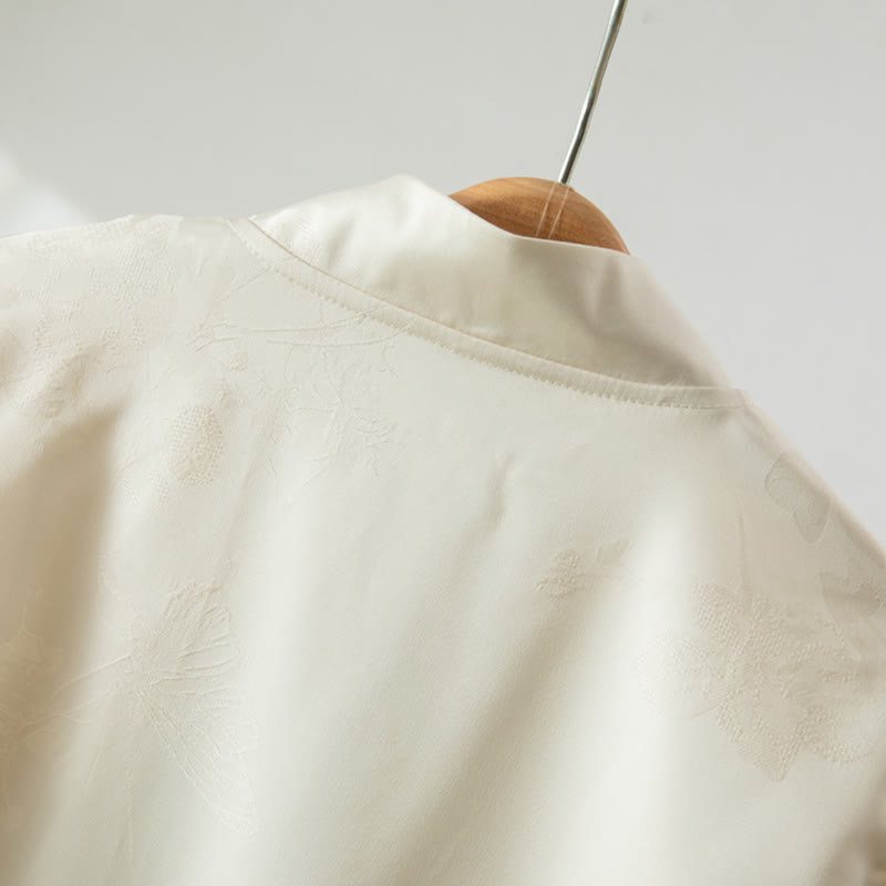 Giacca da donna a maniche lunghe con ricamo di fiori autunnali con rana e bottoni, motivo Buddha Stones - image 3