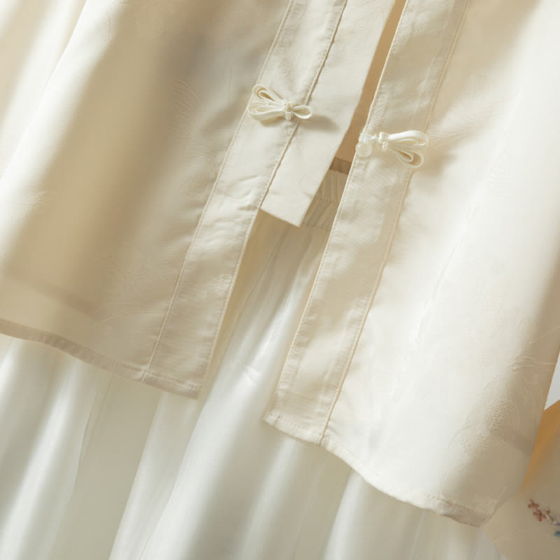 Giacca da donna a maniche lunghe con ricamo di fiori autunnali con rana e bottoni, motivo Buddha Stones - image 6