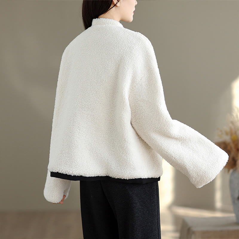 Giacca termica da donna a maniche lunghe con bottoni a rana e foglie di salice bianco Buddha Stones - image 2