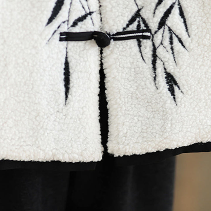 Giacca termica da donna a maniche lunghe con bottoni a rana e foglie di salice bianco Buddha Stones - image 10