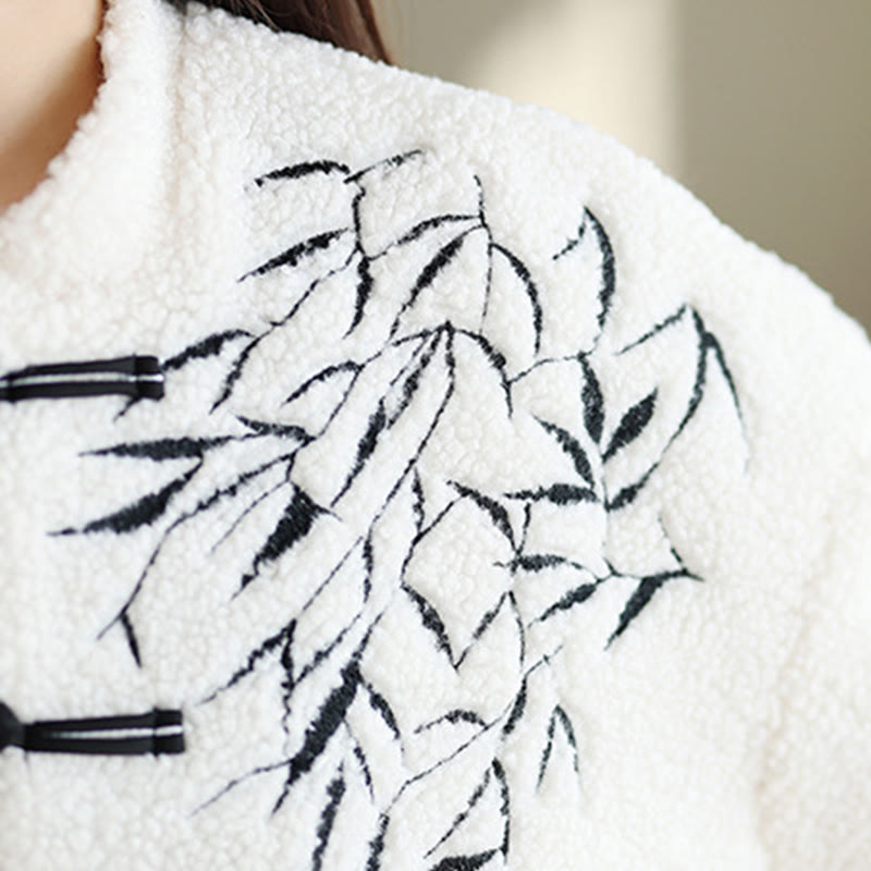 Giacca termica da donna a maniche lunghe con bottoni a rana e foglie di salice bianco Buddha Stones - image 8