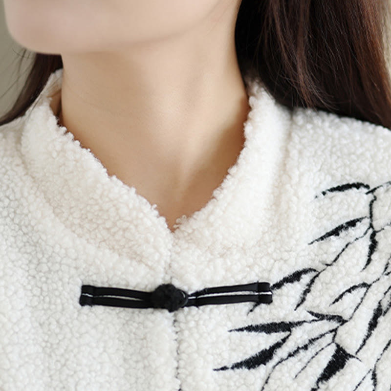 Giacca termica da donna a maniche lunghe con bottoni a rana e foglie di salice bianco Buddha Stones - image 7