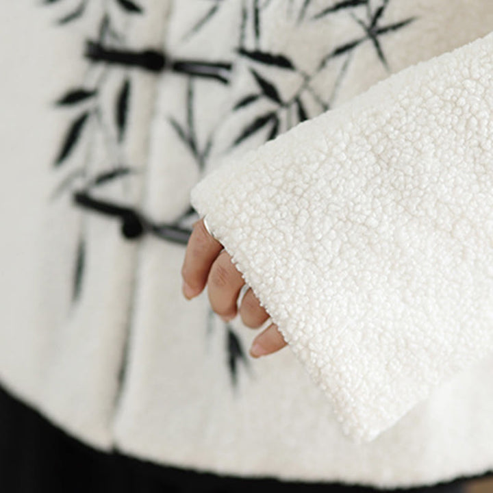 Giacca termica da donna a maniche lunghe con bottoni a rana e foglie di salice bianco Buddha Stones - image 9
