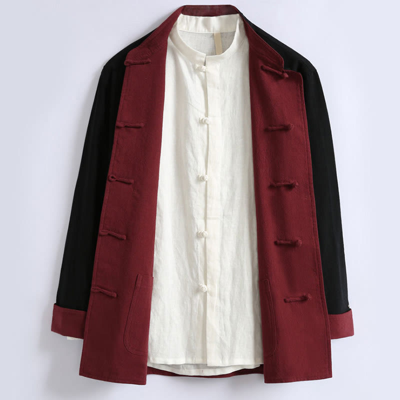 Giacca da uomo reversibile in cotone a maniche lunghe con bottoni a forma di rana, stile Buddha Stones Spring Chinese - image 5