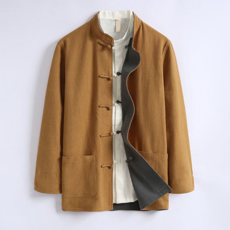 Giacca da uomo reversibile in cotone a maniche lunghe con bottoni a forma di rana, stile Buddha Stones Spring Chinese - image 1