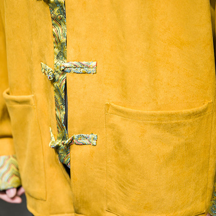 Giacca da uomo in pelle scamosciata di cotone con tasche, maniche lunghe, bottoni a rana Buddha Stones Fall Waves - image 12