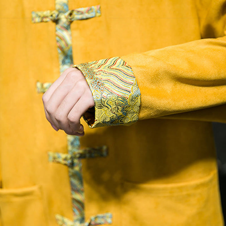 Giacca da uomo in pelle scamosciata di cotone con tasche, maniche lunghe, bottoni a rana Buddha Stones Fall Waves - image 13