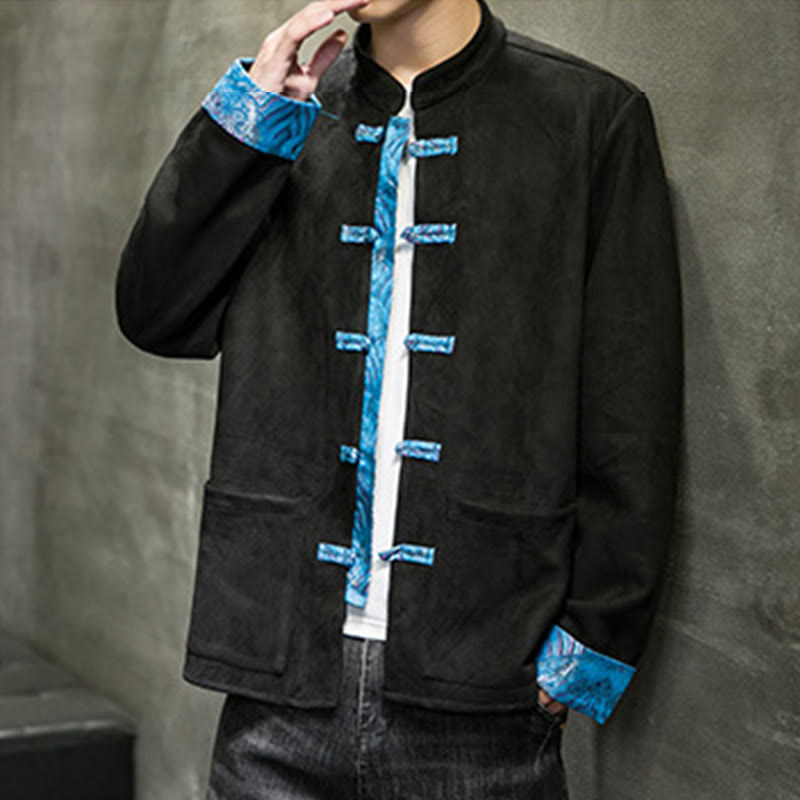 Giacca da uomo in pelle scamosciata di cotone con tasche, maniche lunghe, bottoni a rana Buddha Stones Fall Waves - image 20