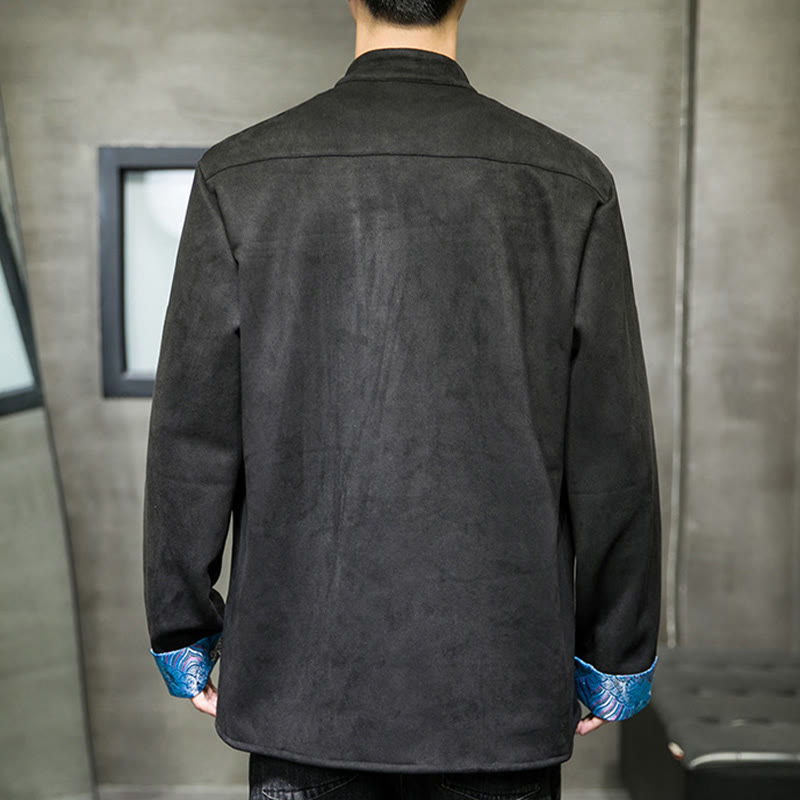 Giacca da uomo in pelle scamosciata di cotone con tasche, maniche lunghe, bottoni a rana Buddha Stones Fall Waves - image 18