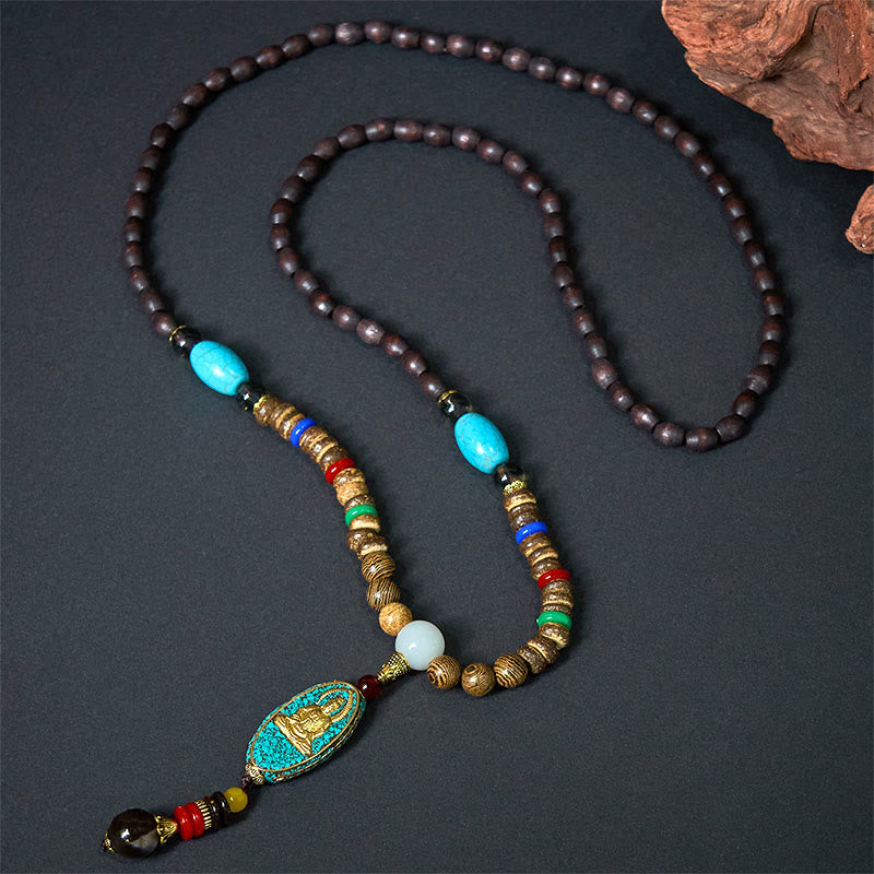 Collana con ciondolo in perle di guscio di cocco, stile vintage Nepal Avalokitesvara Harmony, Buddha Stones - image 1