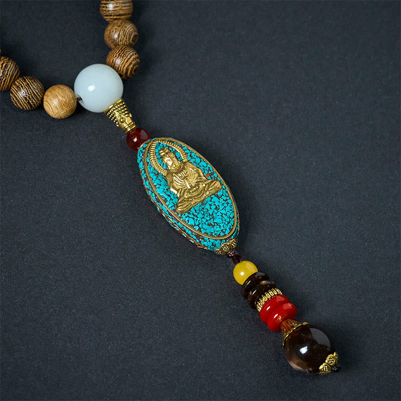 Collana con ciondolo in perle di guscio di cocco, stile vintage Nepal Avalokitesvara Harmony, Buddha Stones - image 8