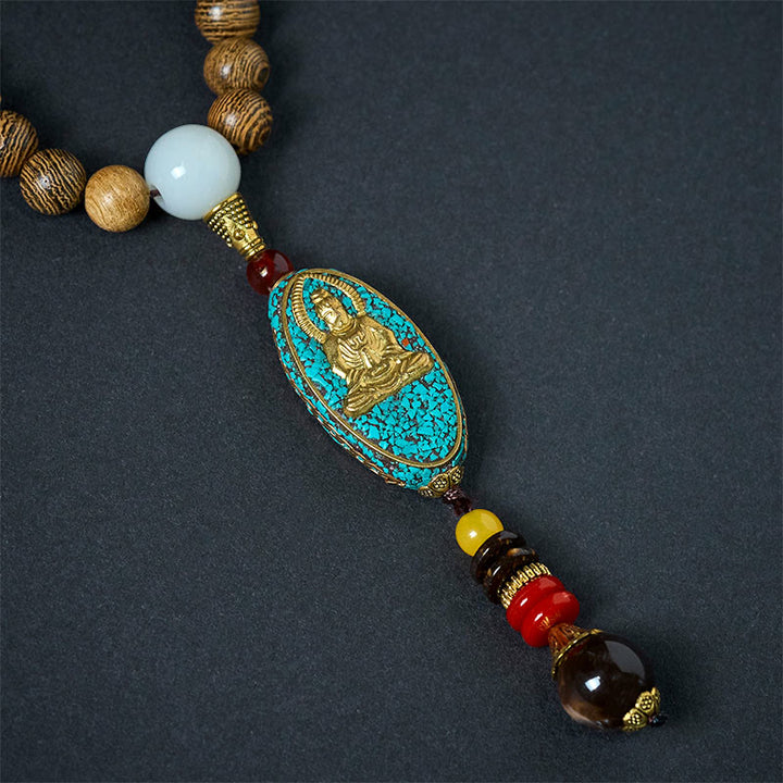 Collana con ciondolo in perle di guscio di cocco, stile vintage Nepal Avalokitesvara Harmony, Buddha Stones - image 8
