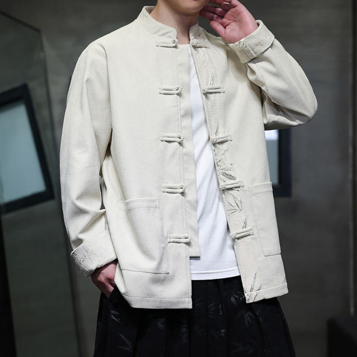 Giacca da uomo in velluto a coste di cotone con tasche e bottoni a rana in bambù, manica lunga , Buddha Stones Fall - Biancheria - US/UK/AU46, EU56 (5XL) - image 14