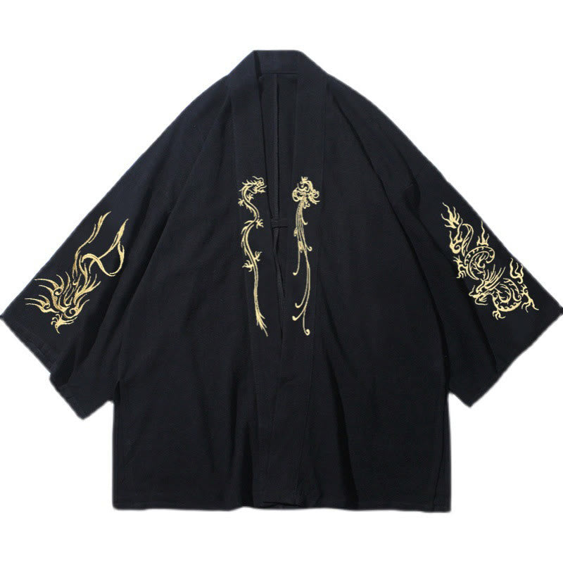 Giacca da uomo in cotone con maniche lunghe e apertura frontale, motivo Buddha Stones Dragon Phoenix - image 9