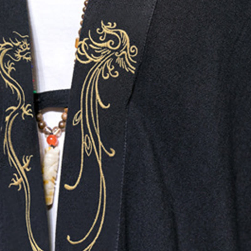 Giacca da uomo in cotone con maniche lunghe e apertura frontale, motivo Buddha Stones Dragon Phoenix - image 6