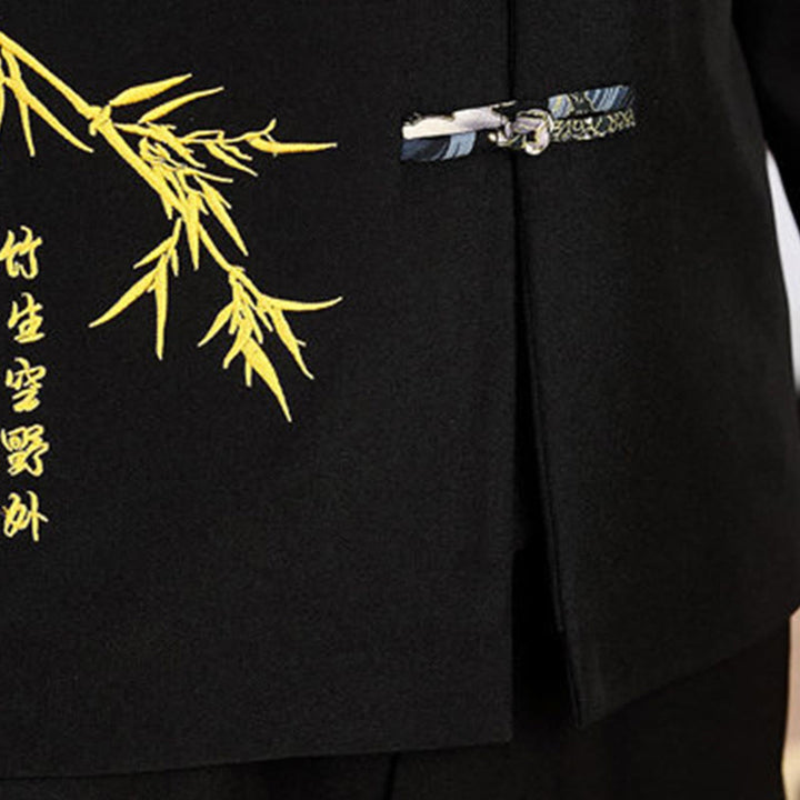 Set di abbigliamento da uomo con camicia a maniche lunghe e pantaloni, in bambù, con bottoni a rana, 2 pezzi, motivo : Buddha Stones - image 6