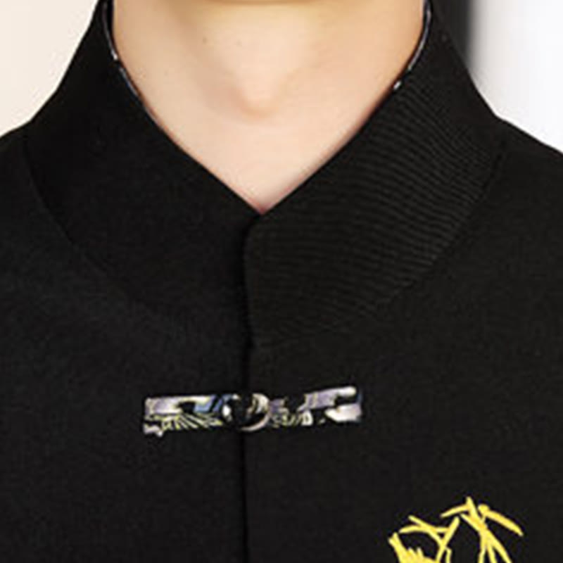 Set di abbigliamento da uomo con camicia a maniche lunghe e pantaloni, in bambù, con bottoni a rana, 2 pezzi, motivo : Buddha Stones - image 4