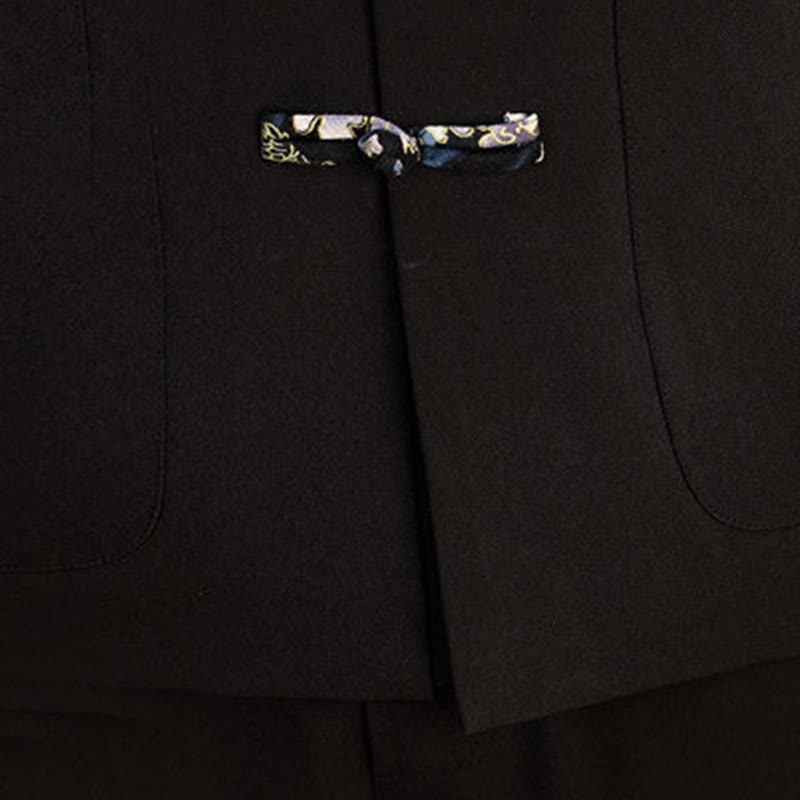 Set di abbigliamento da uomo con pantaloni e camicia a maniche lunghe con onde e bottoni a rana, 2 pezzi, motivo Buddha Stones - image 19