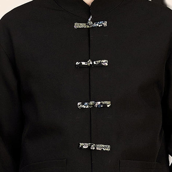 Set di abbigliamento da uomo con pantaloni e camicia a maniche lunghe con onde e bottoni a rana, 2 pezzi, motivo Buddha Stones - image 17