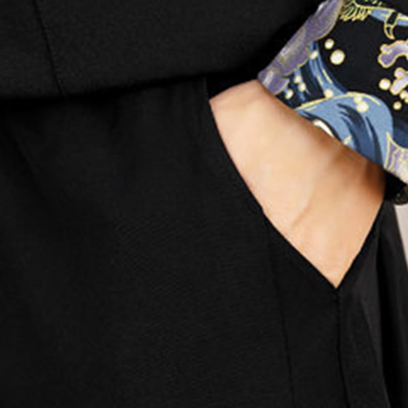 Set di abbigliamento da uomo con pantaloni e camicia a maniche lunghe con onde e bottoni a rana, 2 pezzi, motivo Buddha Stones - image 21