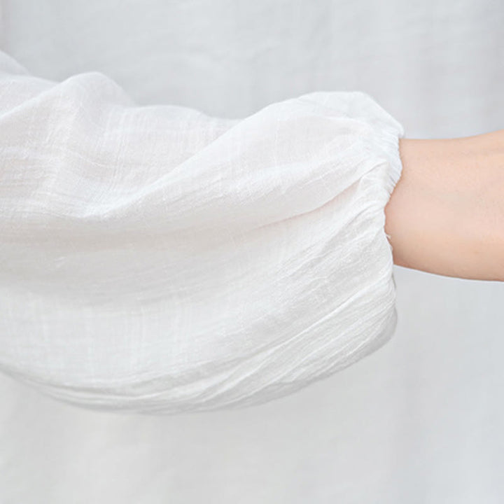 Set da meditazione da donna Buddha Stones, 2 pezzi, camicia bianca a maniche lunghe con scollo a V e pantaloni a gamba larga - image 11