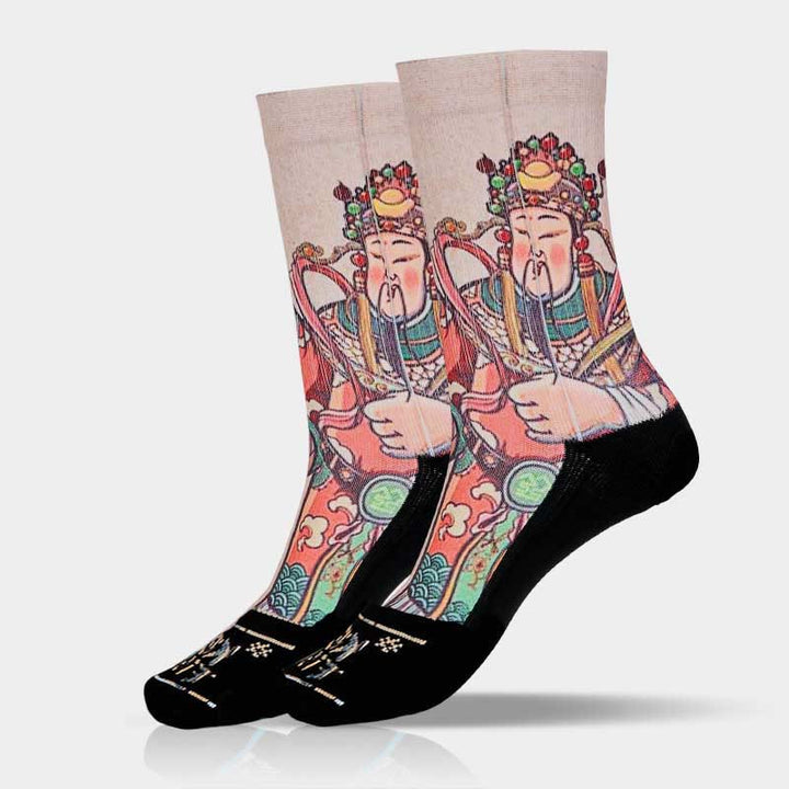 Calzini casual da uomo e da donna unisex con manico Ruyi e scritta " Buddha Stones God Of Wealth" - image 15